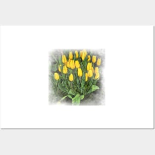 Yellow Tulip Cluster Posters and Art